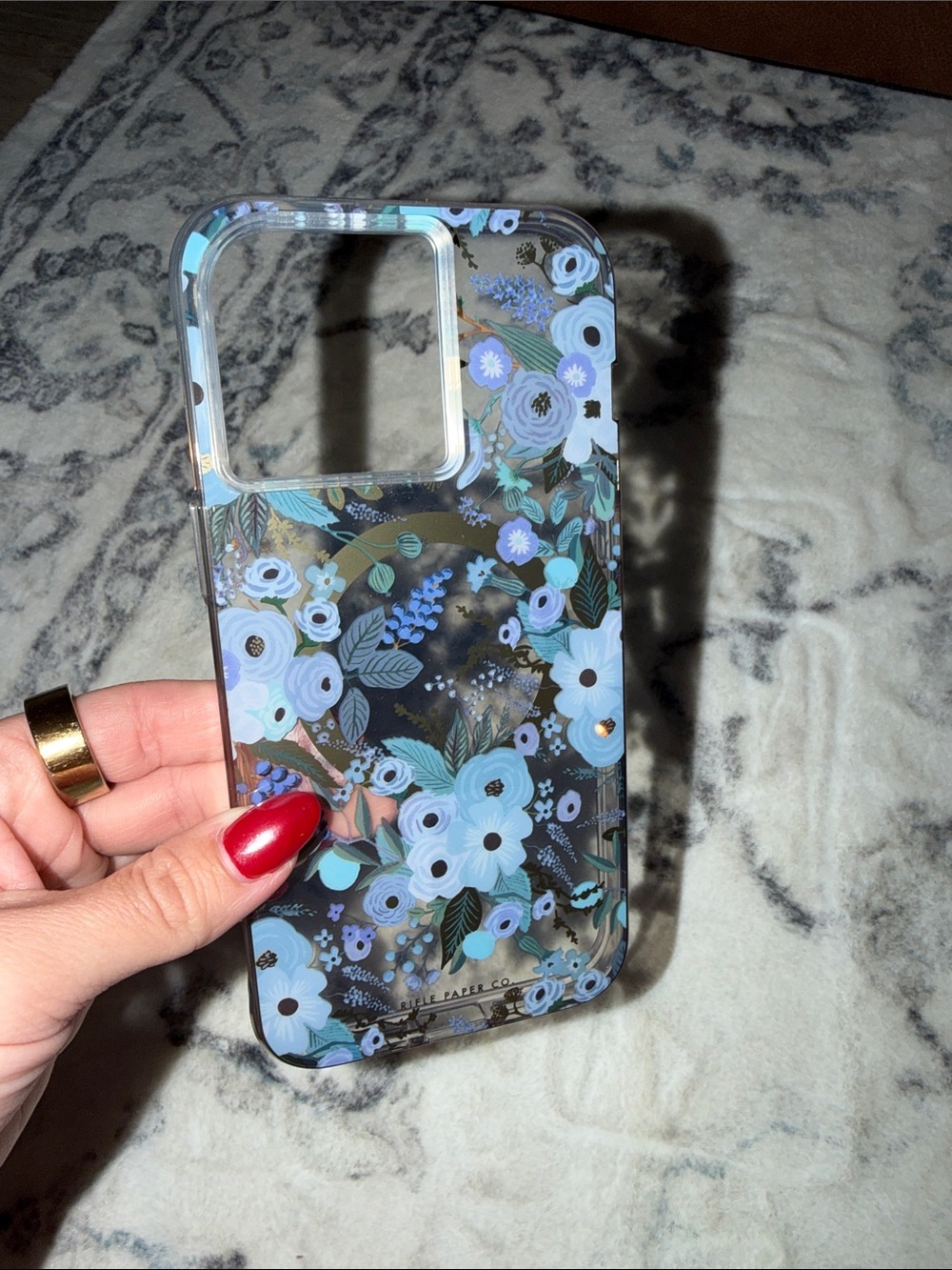 Rifle Paper Co. Blue Floral Clear iPhone 15 Pro Max Case